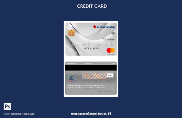 modello di carta mastercard della banca Israel Bank Hapoalim in stile verificato